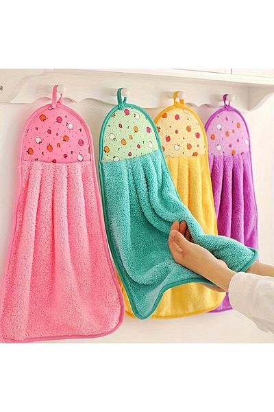 RED KİTCHEN 3Pcs Velvet Hand Towel Quick Dry Soft Water Absorbent Hangable Hand Face Towel
