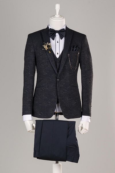 TORRES Costum smoking cu un singur buton, cu model în picătură, cu guler în formă de rândunică