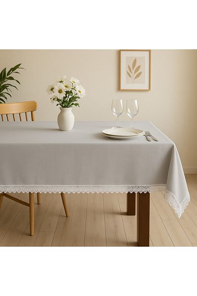 Prime Sleeks Table Cloth, Stain-Repellent Dining Table Cloth - Gray