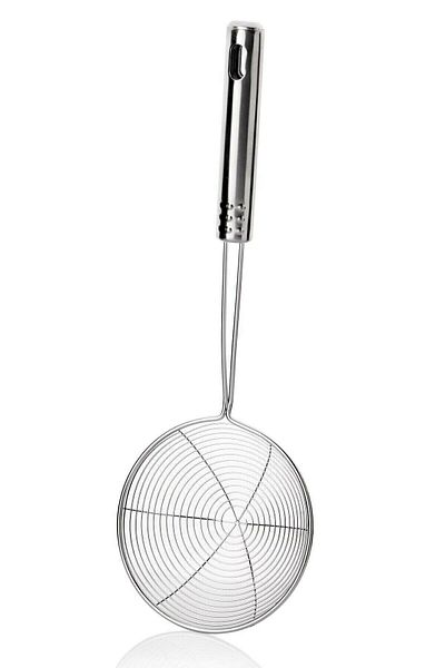 TARIK HOME Long Handle Stainless Steel Luxury Frying Colander, Oil Strainer, Steel Wire Scoop Diameter 15 cm
