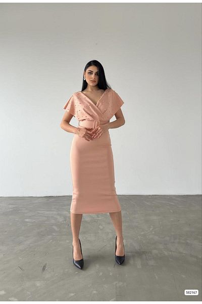 Modafeminen Viola Inci Detail Dress Powder 582167