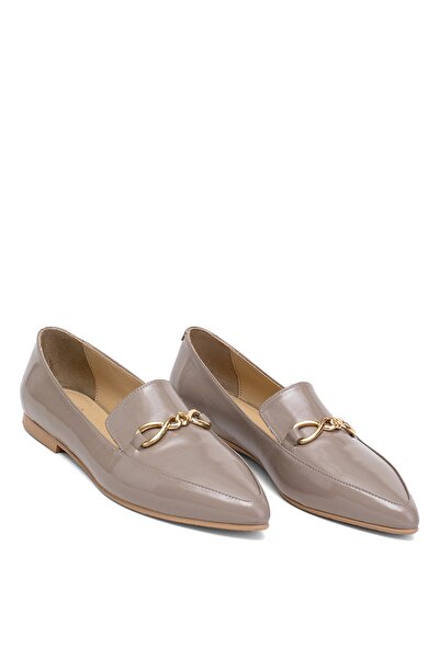 Ayakkabı Fuarı Elit Fiora Women's Genuine Patent Leather Casual Shoes Mink