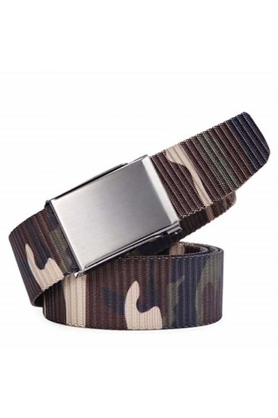 PUFO Army Force Belt For Men 3.8 X 120 Cm, Adjustable, Camouflage, Brown