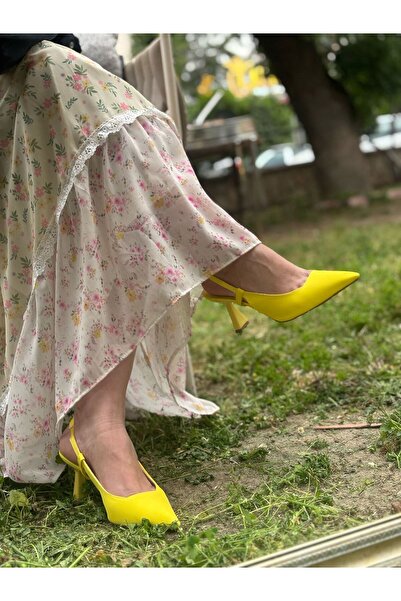Parlabyayçe Sarı Topuklu Ayakkabı