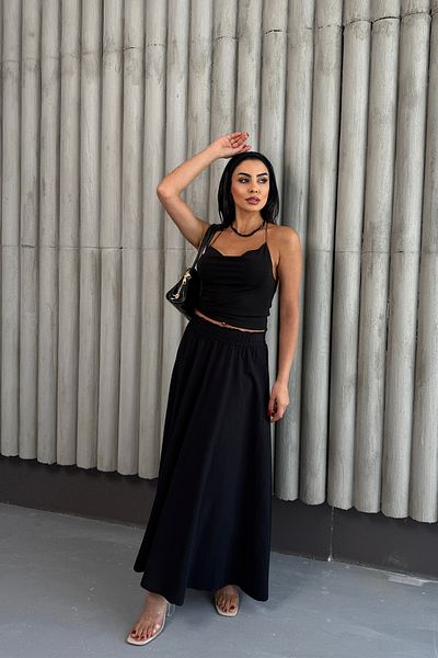Ortaya Çık Long Flared Skirt with Elastic Waist