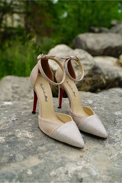 PayBuy Women's Stone Detailed Ankle Strap Thin Heeled Stiletto Evening Dress Shoes Elegant Stylish Design