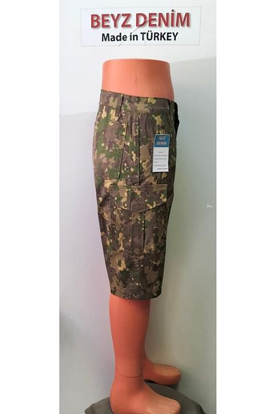 BeyzDenim Camouflage Super Lycra Slim Ripsstop Knee Capri Shorts