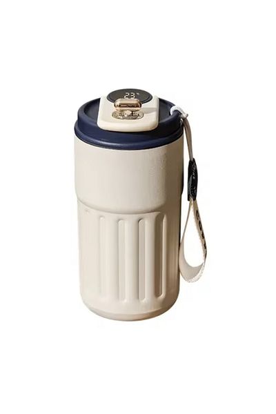 PUFO Cană termos de lux cu indicator LED de temperatură, 400 ml, albastră