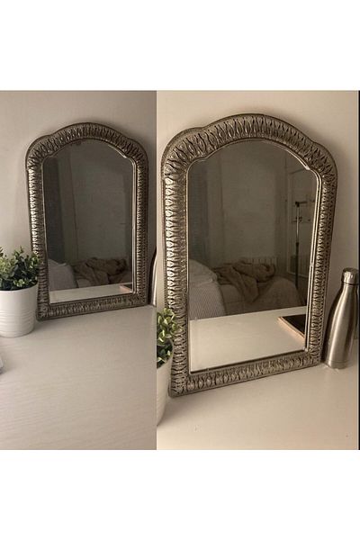 PUFO Oglindă decorativă de perete vintage romantică, 57 x 38 cm, argintie - stil italian, decor elegant