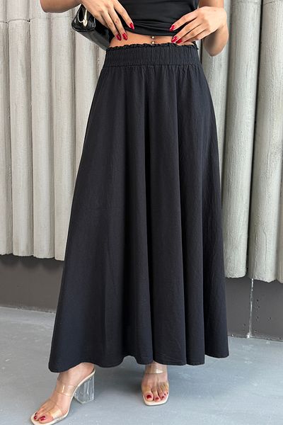 Ortaya Çık Long Flared Skirt with Elastic Waist
