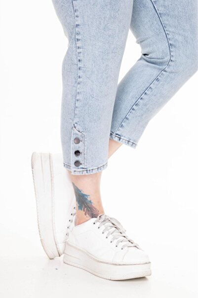 EYLÜLXXL KADIN BÜYÜK BEDEN PAÇA DÜĞMELİ KOT PANTOLON