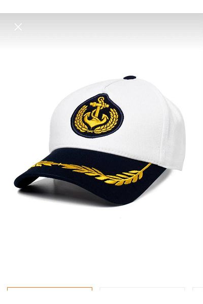 Nilbutik Adjustable Unisex Captain Hat with Sailor Anchor Crest
