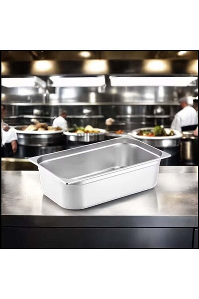 PUFO Tavă gastronorm din oțel inoxidabil pentru depozitarea alimentelor, înghețatei, restaurante, fast-food, horeca, 3 L