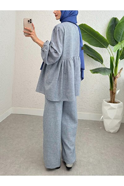 Modamorfo Комплект з еластичними рукавами та зав'язками спереду - Крижано-блакитний