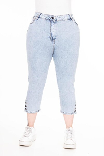 EYLÜLXXL KADIN BÜYÜK BEDEN PAÇA DÜĞMELİ KOT PANTOLON