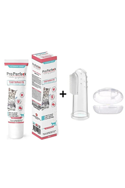 pro perfeck Anti Tartar Kedi Diş Macunu Jel 100 Gr +Silikon Parmak Diş Fırçası