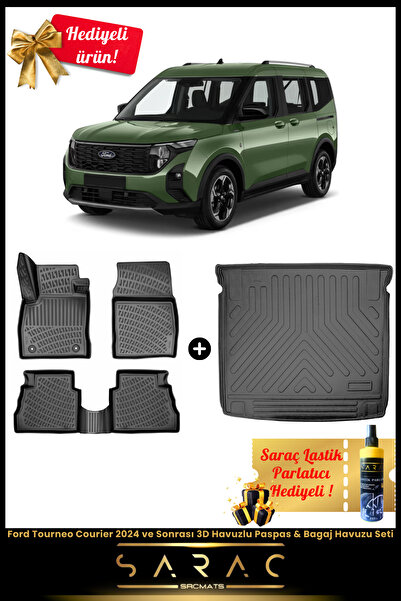 SRCMATS Ford Tourneo Courier 2024 Ve Sonrası Araca Özel 3d Havuzlu Paspas & B...