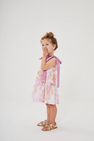 Elidabutik Flower Shoulder Bow Detailed 100% Cotton Dress