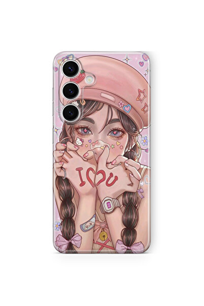 Space Star Samsung Galaxy S25 Fe Uyumlu I Love You Anime Tasarım Baskılı Şeff...