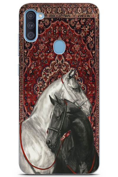 moonset Samsung Galaxy A11 / M11 Uyumlu Atlar Tasarımlı Baskılı Şeffaf Telefo...