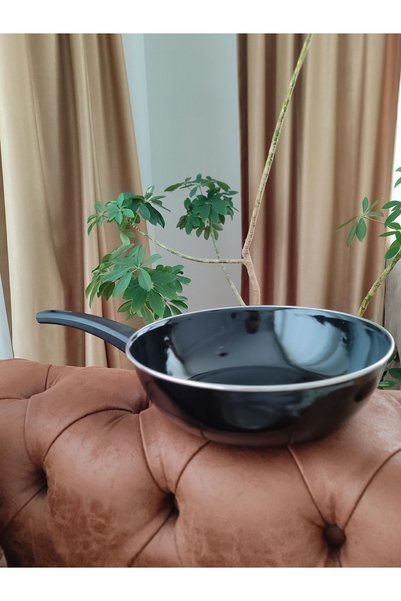 AHMETAL Enamel 26cm Chips Frying Pan Fritoz Wok Pan