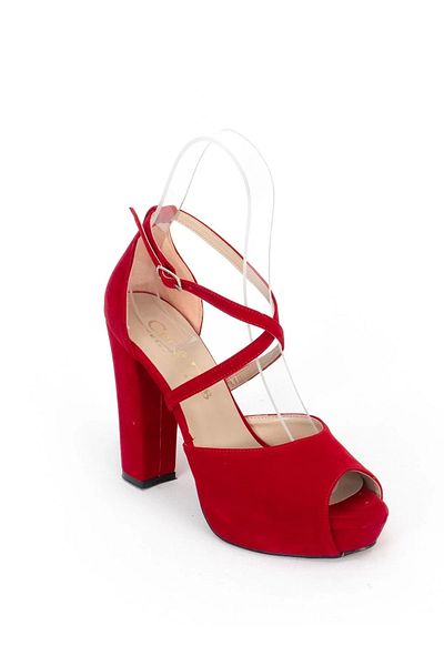 PayBuy Women's Fashion Stylish Red Suede Heels Elegant Design High Heel Wedding Engagement Night Evening Dress Shoes