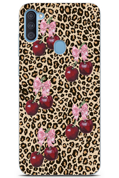 moonset Samsung Galaxy A11 / M11 Uyumlu Leopar ve Fiyonk Tasarımlı Baskılı Şe...