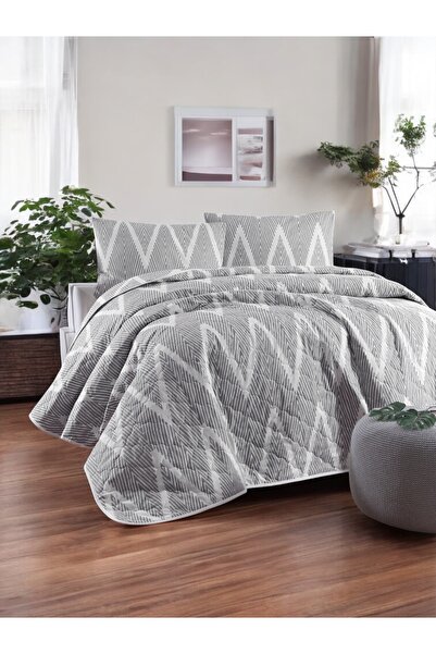 pepuza Kapitone Yatak Örtüsü Seti Tek Kişilik Livora Gri