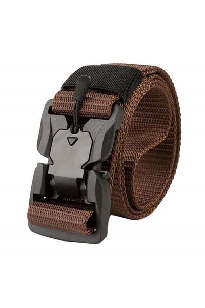 PUFO Tactical Army Belt Strap For Men 3.8 X 125 Cm, Magnetic Buckle, Brown