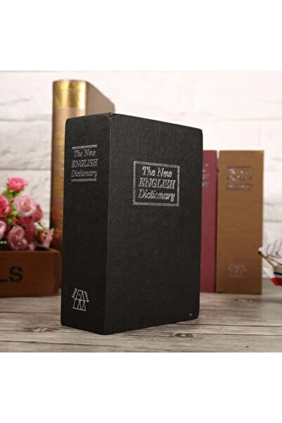 PUFO secret book-type safe with key for locking, Dictionary model, 24 x 15.5 cm, black