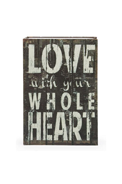 PUFO secret book-type safe with key for locking, Love with whole Heart model, 18 x 12 cm