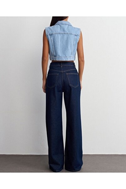 Butik Karaca KOPYA - KOPYA - Kadın Salaş Palazzo Likralı Yuksek Bel Kot Pantolon