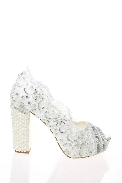 PayBuy Moda Femei Perle Albe Pietre Brodate Pantofi Mireasa Tocuri Nunta Logodna Seara Rochie Pantofi