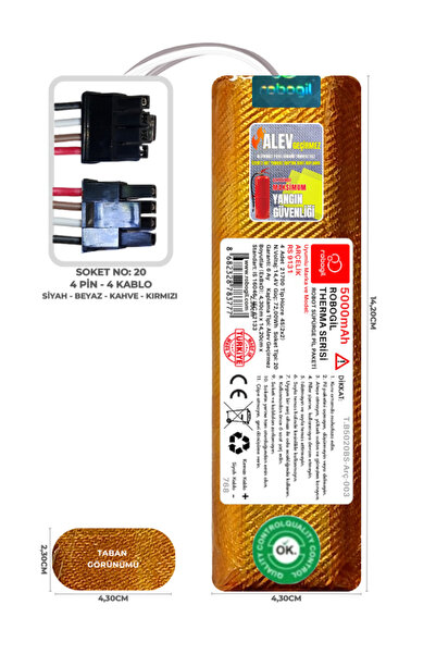 ROBOGİL Arçelik RS 9131 5000mAh Therma Uyumlu Robot Süpürge Bataryası T.B5020...