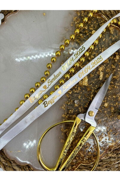 imzatasarım Dökülmeyen Gold İncili Gold Baskılı İsimli Söz ve Nişan Kurdelesi...