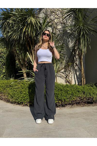 Moda Küpü Women's Elastic Waist High Waist Pants Sweatpants