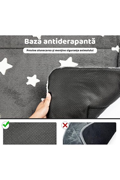 Fish & Paws mattress, removable cover, non-slip, 61x46cm, durable, star pattern, Gray