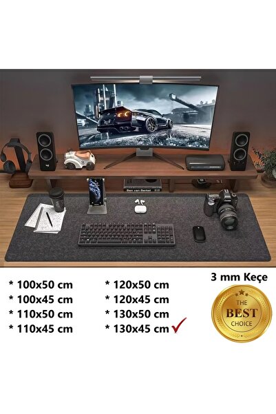 Wotrart Mouse Pad Masa Üstü Koruyucu 3mm Keçe Klavye PC Notebook Altı