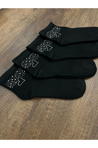 erceys Дамски стилни и качествени чорапи с щампа от камъни, 4 чифта