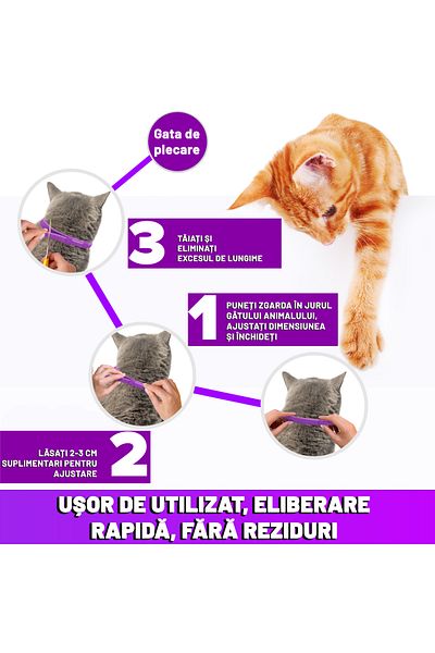Fish & Paws Zgarda antiparazitară pisici Fish & Paws®, lavandă, 8 luni protecție, 1 buc, 38cm, Mov