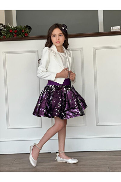 ugurbocegicocukdunyası Ladybugchild Hat and Buckle Sequined Girl's Skirt T-Shirt Jacket 5-Piece Graduation Suit