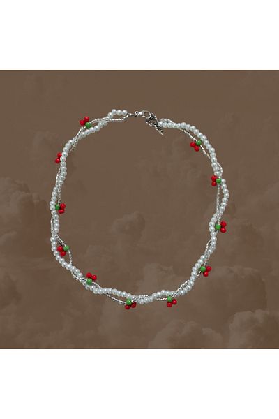 GONJUA Double Spiral Cherry Pearl Necklace and Bracelet Set