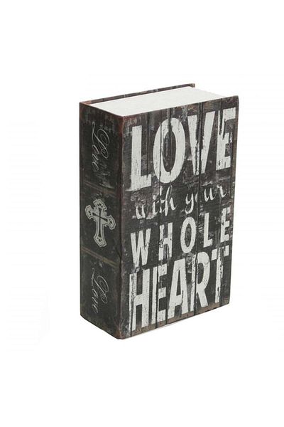 PUFO Secret Book-type Safe With Key For Locking, Love With Whole Heart Model, 18 X 12 Cm