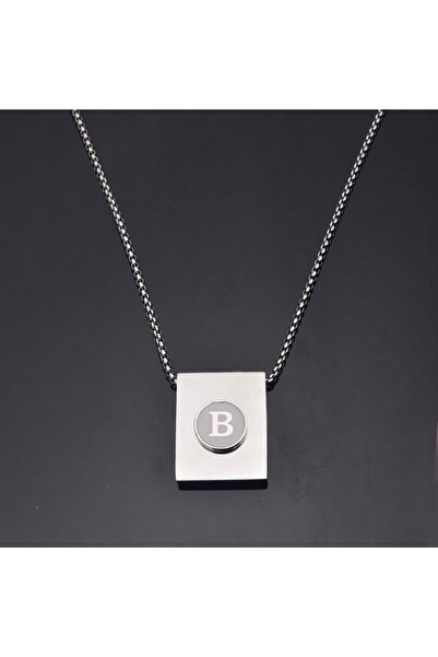 idolavm Fashion Style B Harfli Erkek Çelik Kolye Takı Hediyelik