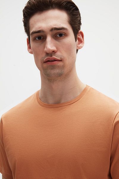D'S Damat Slim Fit Cinnamon Crew Neck 100% βαμβακερό αναπνεύσιμο μπλουζάκι