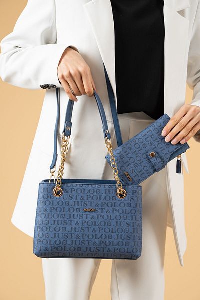 H&D COLLECTİON Combinație de portofel pentru geantă de mână și de umăr, foarte elegantă și de înaltă calitate, cu curea dublă, cu 4 compartimente, căptușită 2181