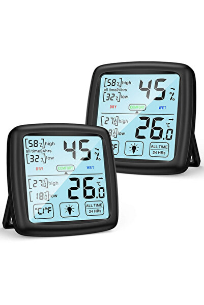 EMG HIRDAVAT Premium Dokunmatik Sıcaklık ve Nem Ölçer Oda Isı Ölçer Termometre Kablosuz Oda termostatı