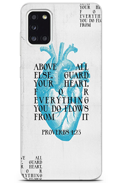 moonset Samsung Galaxy A31 Uyumlu Kalp Kolaj Tasarımlı Baskılı Şeffaf Telefon...