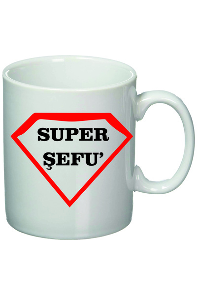 OEM Εξατομικευμένη λευκή κούπα "Super Boss", INOVATIX®. 330ml