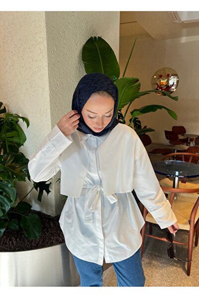 tumabutik Belden Bağlamalı Robalı Gömlek